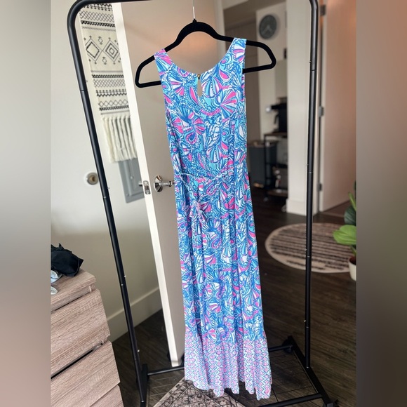 Lilly Pulitzer Blue and Pink Tropical Maxi One Piece - Picture 8 of 9